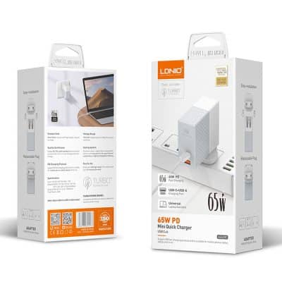 LDNIO A2620C-65W USB C Portable Fast Charging Universal Type C Computer Wall Charger Laptop Adapter for Macbook