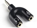 U Shaped 3.5mm Stereo Audio Earphone Mic Splitter Adapter