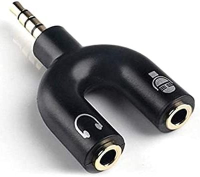 U Shaped 3.5mm Stereo Audio Earphone Mic Splitter Adapter