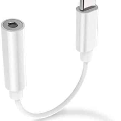 USB Type C Headphone Jack Adapter, Type C to 3.5mm Female Earphone Aux Audio Connector Adapter for HTC Moto Galaxy (White)