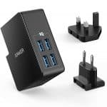Anker PowerPort – 27W 4 Lite EU/ES/FR/ES + UK plug, Black
