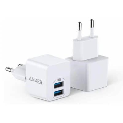 Anker 2-Pack Dual Port 12W Wall Charger with Foldable Plug, PowerPort mini for iPhone XS/ X / 8 / 8 Plus, iPad, Samsung , HTC, Moto, and More